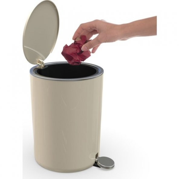 Primanova M-E66-09 Lenox Pedallı Çöp Kovası Bej 5 Lt - Resim 3