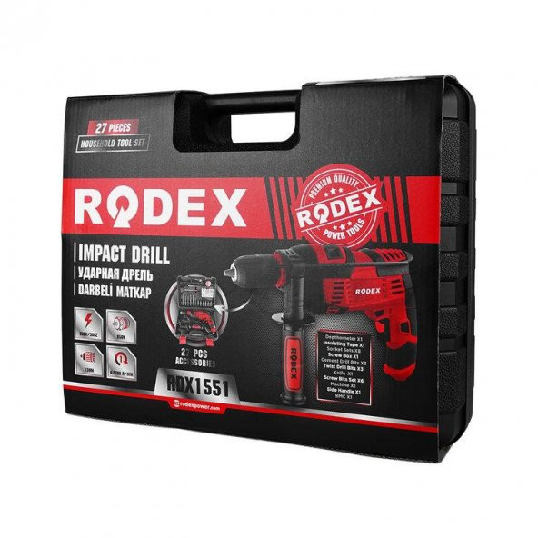 Rodex Rdx1551 850 W Darbeli Matkap 13 mm Aksesuarlı - 3