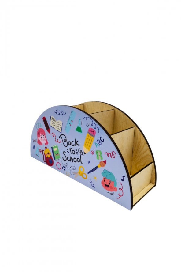 Berenden Ahşap Çocuklar İçin Masa Üstü Kalemlik & Organizer-Mavi - 3