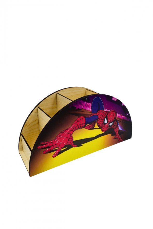 Berenden Ahşap Çocuklar İçin Masa Üstü Kalemlik & Organizer-Spidermen - 2