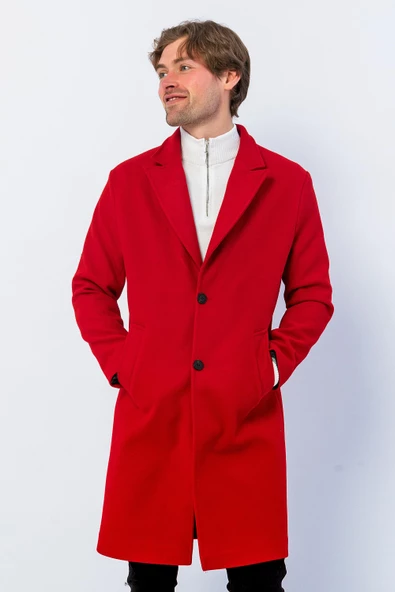 Erkek Regular Fit Düğmeli Cepli Kışlık Astarlı Klasik Uzun Kaşe Kaban - 10