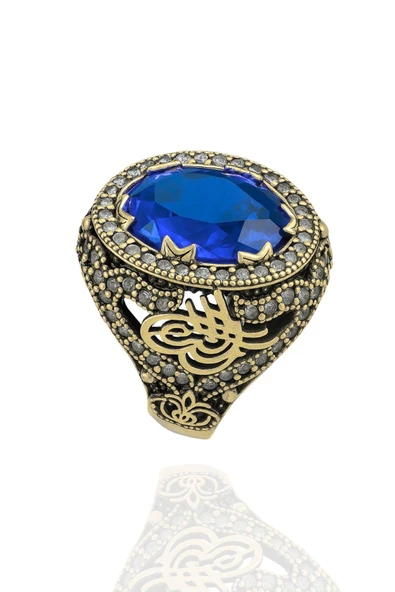 Sultani Serisi Mavi Safir Taşlı Otantik 925 Ayar Gümüş Kadın Yüzük ürün görseli 1