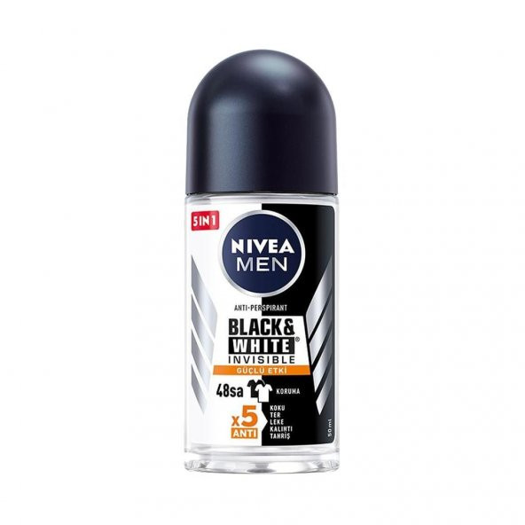 Nivea Men Black & White Invisible Güçlü Etki 48H Erkek Roll-On 50 ml