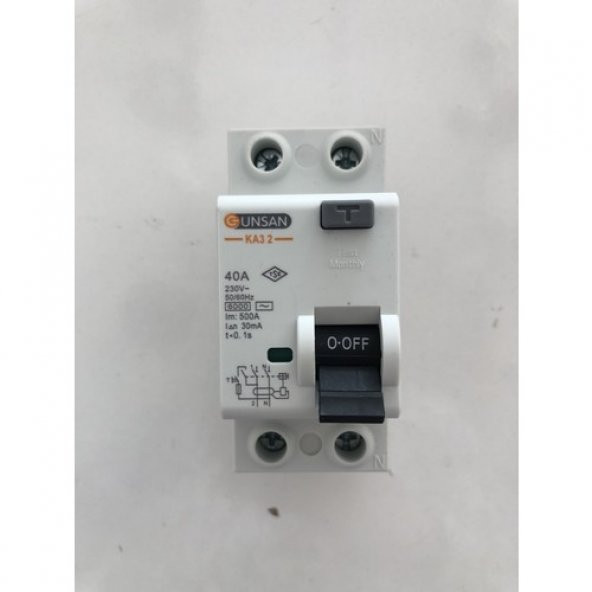 Günsan Valta 2X40 Monofaze Kaçak Akım Rölesi Ka3 2-40/30 2p 6 Ka 30MA 40A - 2