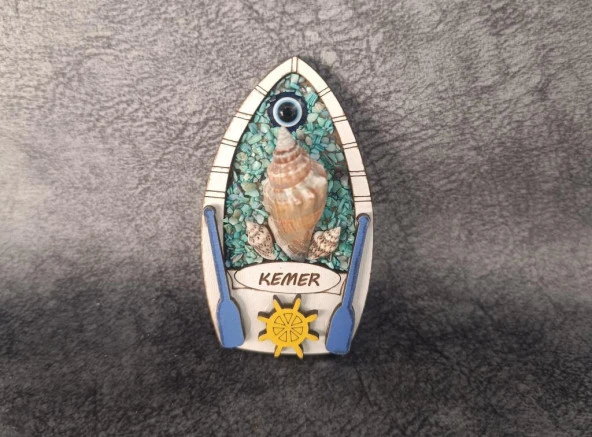 Magnet Antalya Deniz Kabuklu Gemi Dümen Nazar Turistik Buzdolabı Süsü - 2