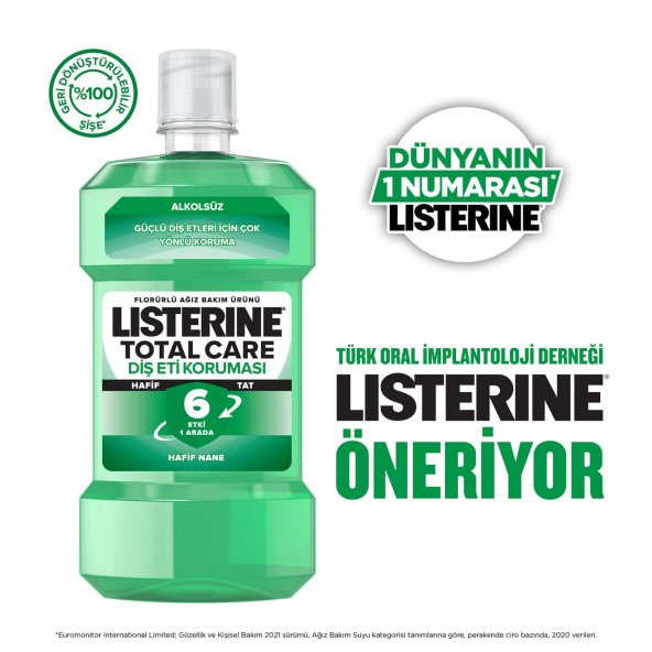 Listerine Diş Ve Diş Eti Koruması Hafif Tat Alkolsüz Ağız Bakım Suyu 500x2 1000 Ml - 3