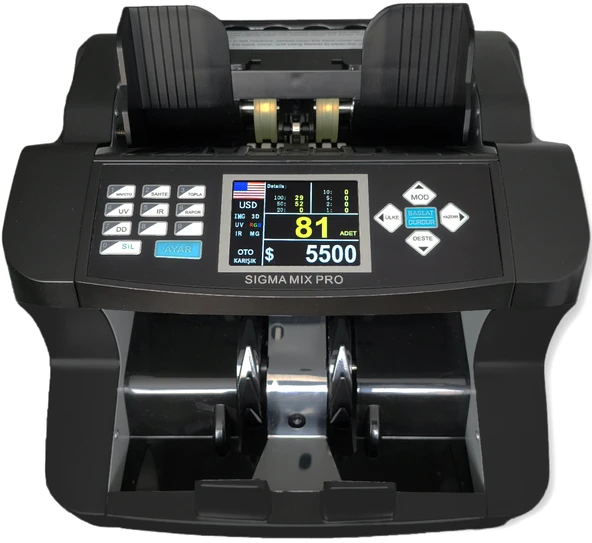 Sigma Mix Pro Karışık Para Sayma Makinesi TL, EUR, USD, GBP, SRY Destekli, Sahte Kontrollü - 3
