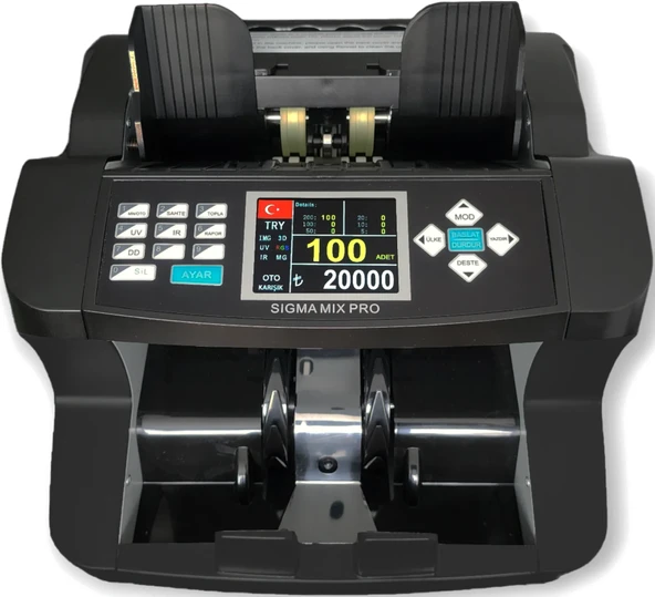 Sigma Mix Pro Karışık Para Sayma Makinesi TL, EUR, USD, GBP, SRY Destekli, Sahte Kontrollü