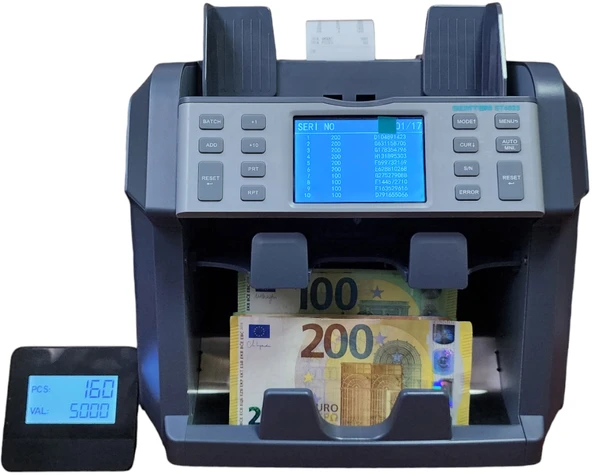 Semtom ST-4025 Çift Katlı Karışık Para Sayma Makinesi 10 Para Birimi, Dahili Yazıcı, Çift CIS Sensör, Otomatik Tanıma ve Seri Numara Okuma - 4