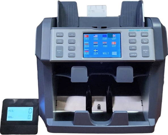 Semtom ST-4025 Çift Katlı Karışık Para Sayma Makinesi 10 Para Birimi, Dahili Yazıcı, Çift CIS Sensör, Otomatik Tanıma ve Seri Numara Okuma - 2