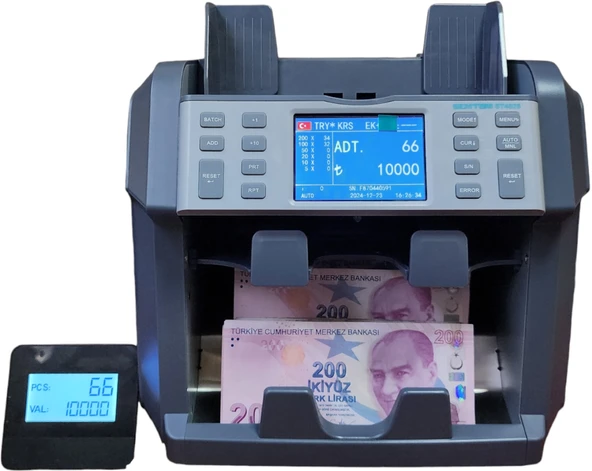 Semtom ST-4025 Çift Katlı Karışık Para Sayma Makinesi 10 Para Birimi, Dahili Yazıcı, Çift CIS Sensör, Otomatik Tanıma ve Seri Numara Okuma