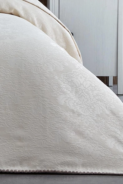 Pera Çift Kişilik Yatak Örtüsü Seti Pike Takımı Şönil %100 Pamuk Yıkanabilir - 10