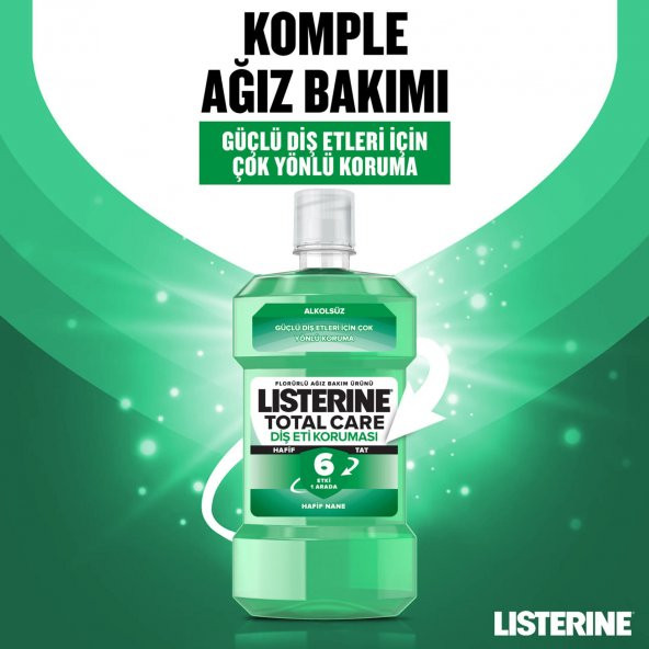 Listerine Diş Ve Diş Eti Koruması Hafif Tat Alkolsüz Ağız Bakım Suyu 500x3 1500 Ml - 2