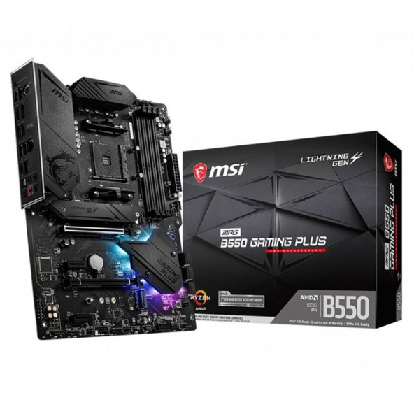 MSI MPG B550 GAMING PLUS DDR4 M2 PCIe NVME HDMI DP PCIe 16X v4.0 AM4 ATX - Resim 1