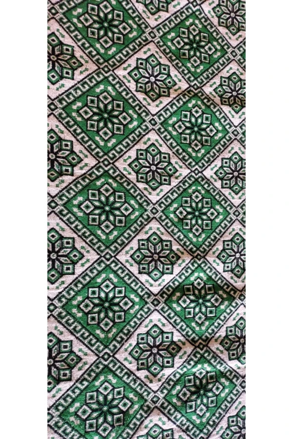 Algelsineve Makine dokuması Yeşil Çiçekli desenli 3 Mekik Kalın Kilim - 3