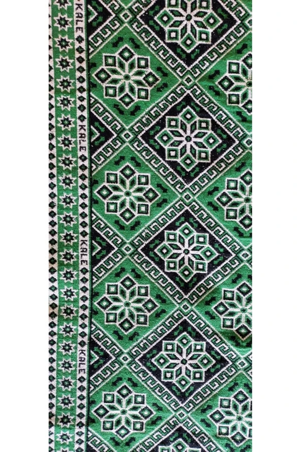 Algelsineve Makine dokuması Yeşil Çiçekli desenli 3 Mekik Kalın Kilim - 4