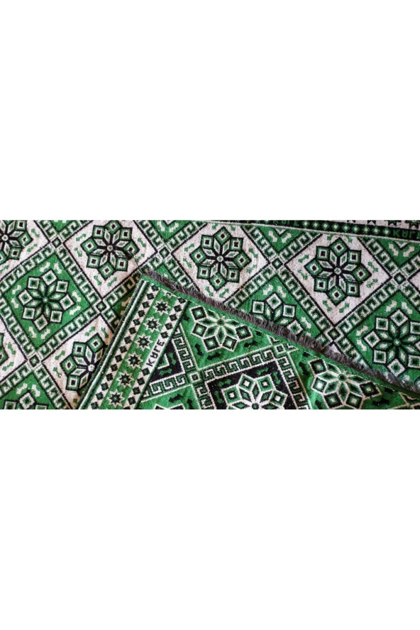Algelsineve Makine dokuması Yeşil Çiçekli desenli 3 Mekik Kalın Kilim - 5