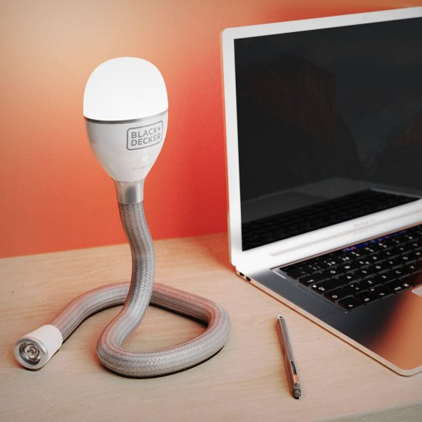 BLACK+DECKER BDCFSL01 Black + Decker Snake Light 2 Ayar Kademeli Esnek ve Şarj Edilebilir Lamba, Yılan Işık - 8