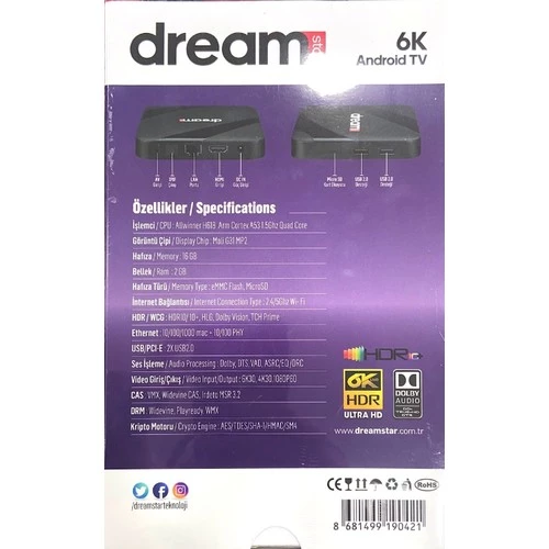 Dreamstar I3 2gb Ram 16GB Hafıza 6k Android Tv Box - Resim 2