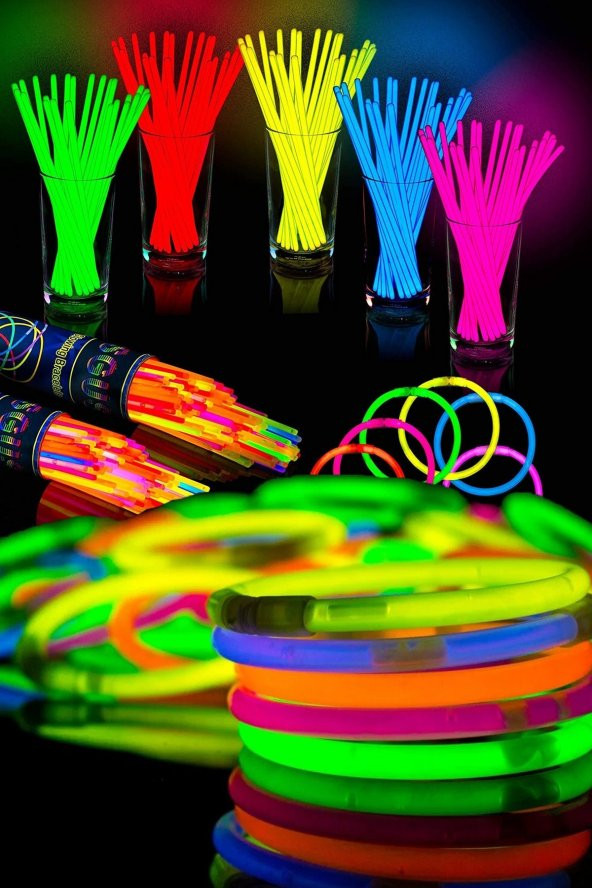 50 Adet Glow Fosforlu Çubuk Işıklı Parti Aydınlatma Çubuk - 24 Saat Boyunca Parlaklık - 5
