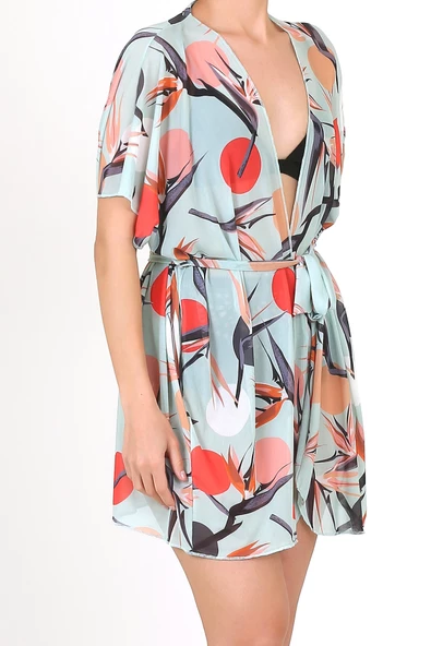 Pareo Plaj Elbisesi Kimono Std Sunset Mint - 3