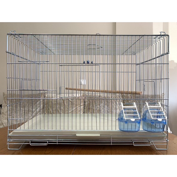 Sultan Papağanı Üretim Kafesi ( Yemlik, Suluk, Ahşap Tünek Dahil ) Kampanya Kalın Telli - 2