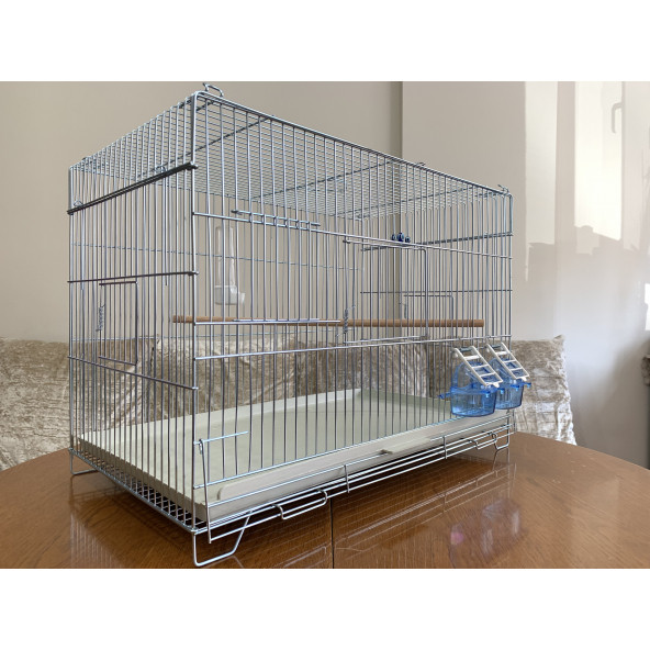 Sultan Papağanı Üretim Kafesi ( Yemlik, Suluk, Ahşap Tünek Dahil ) Kampanya Kalın Telli - 3