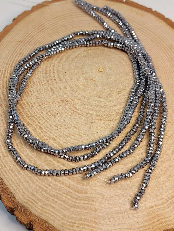 Hematit Taşı Rondela Faset Kesim YARIM Dizi 31,5mm (41225) (18cm Uzunluğundadır) - Resim 3