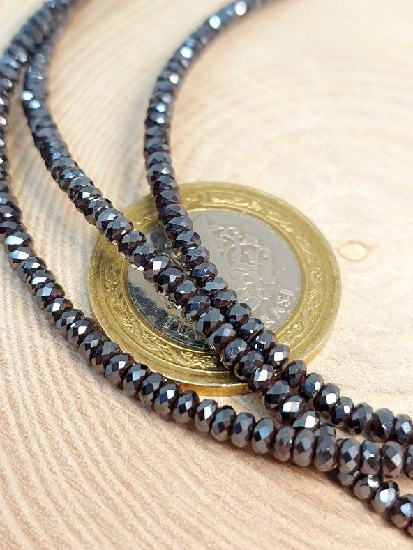 Hematit Taşı Rondela Faset Kesim Dizi 31,5mm (41230) - Resim 2