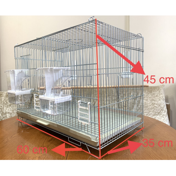 Muhabbet Kuşu Çifthane Salma Kafes ( Akıllı Yemlik, Suluk, Ahşap Tünek Dahil ) Kampanya Kalın Telli