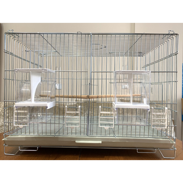 Muhabbet Kuşu Çifthane Salma Kafes ( Akıllı Yemlik, Suluk, Ahşap Tünek Dahil ) Kampanya Kalın Telli - 2