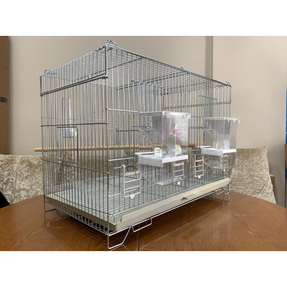 Muhabbet Kuşu Çifthane Salma Kafes ( Akıllı Yemlik, Suluk, Ahşap Tünek Dahil ) Kampanya Kalın Telli - 3