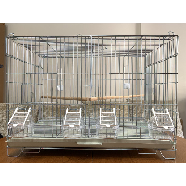 Muhabbet Kuşu Çifthane Salma Kafes ( Yemlik, Suluk, Ahşap Tünek Dahil ) Kampanya Kalın Telli - 2