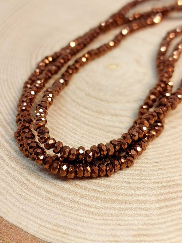 Hematit Taşı Rondela Faset Kesim YARIM Dizi 3*1,5mm (41235) (18cm Uzunluğundadır) - Resim 2