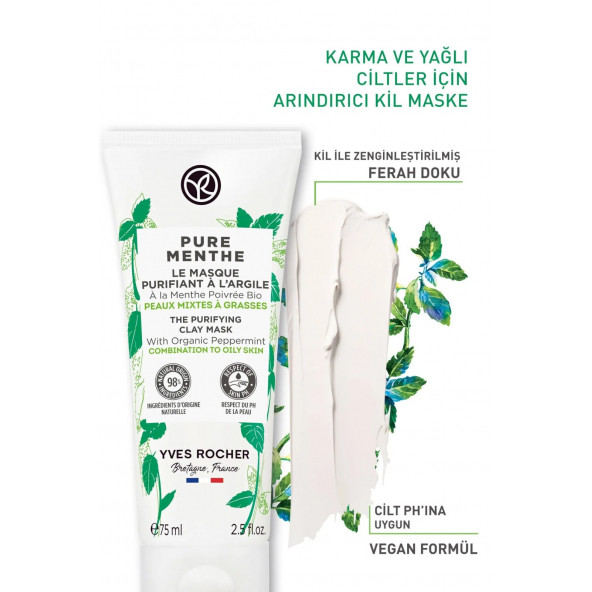 Karma Ve Yağlı Ciltler Için Pure Menthe Kil Maske-75 ml - 2