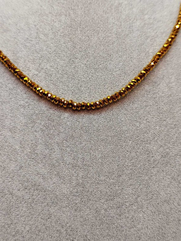 Hematit Taşı Rondela Faset Kesim 3*1,5mm 1000 Ayar Gümüş İpli Kolye (Sabit Klipsli) - Resim 3