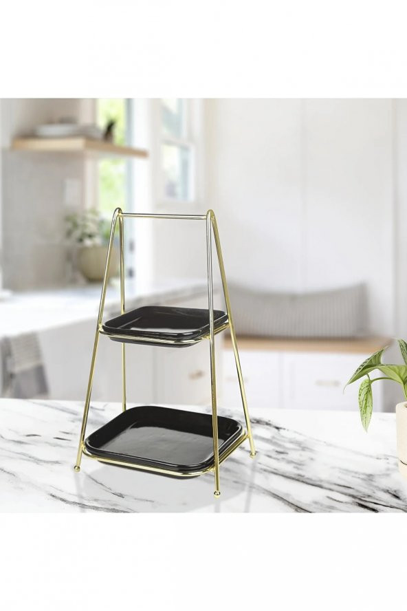 Kare Iki Katlı Sunumluk Siyah - 4