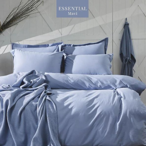 Apricitas Home Essential Mavi Çift Kişilik 100 Pamuk Nevresim Takımı