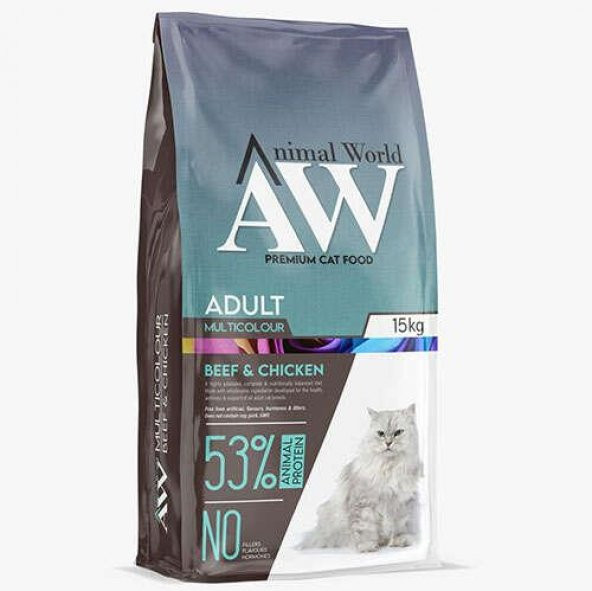 Animal World Multicolour Biftek ve Tavuk Etli 15 kg Yetişkin Kedi Maması