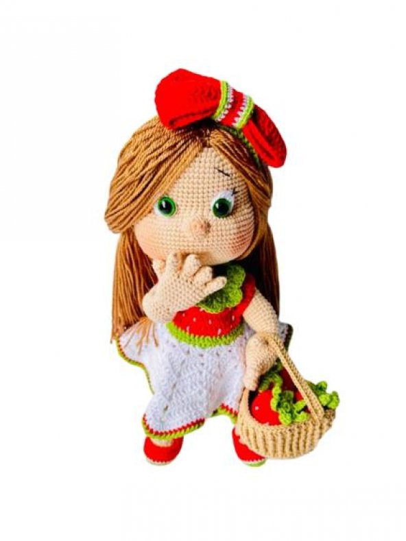 Mia Çilek Kız Amigurumi Organik Oyuncak - 1