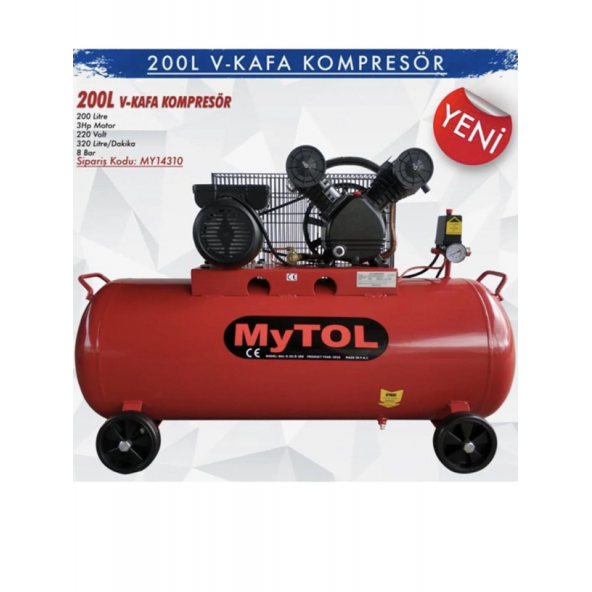 Mytol MY14310 3 Hp 8 Bar 200 lt Kompresör - 2