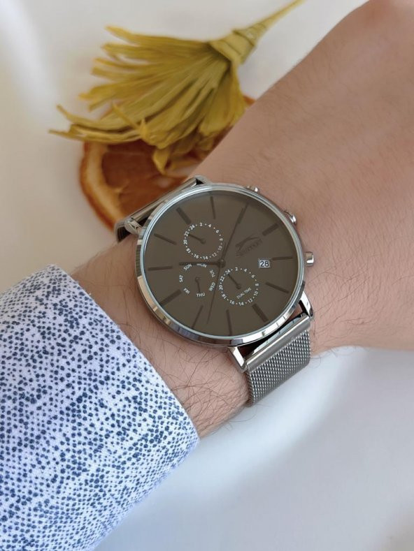 SL.1.376 Çelik Kordon İç Fonksiyonları Aktif 5 Atm Su Geçirmez Erkek Kol Saati+Bileklik - Resim 2