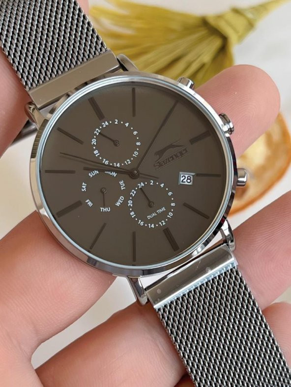 SL.1.376 Çelik Kordon İç Fonksiyonları Aktif 5 Atm Su Geçirmez Erkek Kol Saati+Bileklik - Resim 3