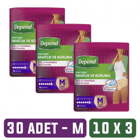Depend Emici Külot Kadın Hasta Bezi Orta Boy 3 x 10'lu - 3