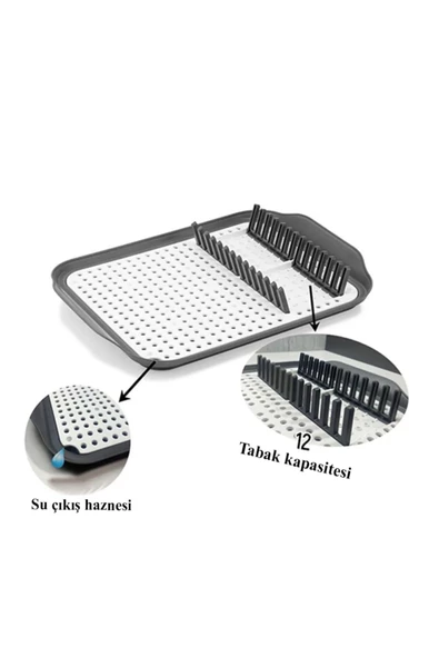 Sion Tabaklık Kurutma Tezgah Üstü Meyve Sebze Kurutma Süzgeci Dekoratif Tepsi Delikli Kesme Tahtası - 5