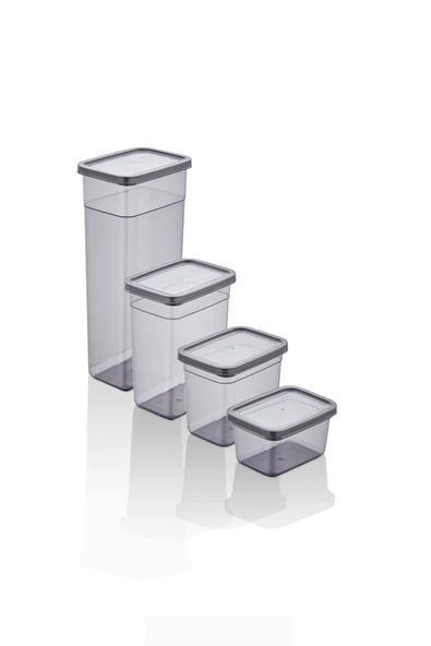 King 24 Adet Füme Erzak Bakliyat Saklama Kabı Full Set (0.8 LT - 1,3 LT - 2 LT - 3.2 LT) - Resim 4