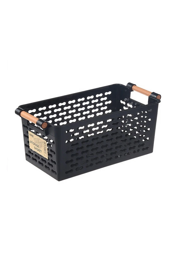 2 Adet Siyah Ahşap Renk Saplı Buzdolabı Mutfak Düzenleyici Sebze Meyve Sepeti - Resim 3