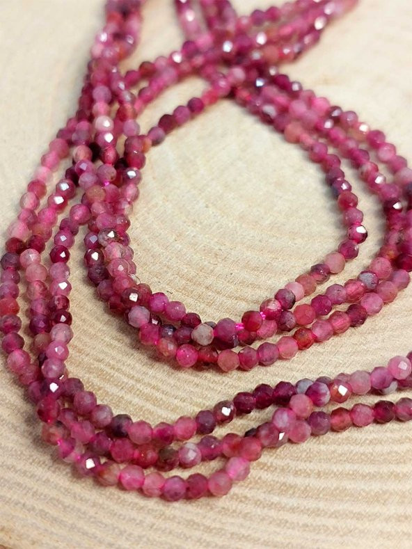 Çilek Kuvars Taşı YARIM Dizi 2mm (17cm uzunluğundadır) - Resim 2