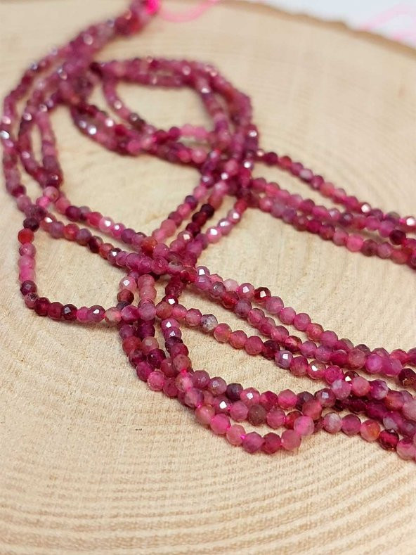 Çilek Kuvars Taşı YARIM Dizi 2mm (17cm uzunluğundadır) - Resim 3