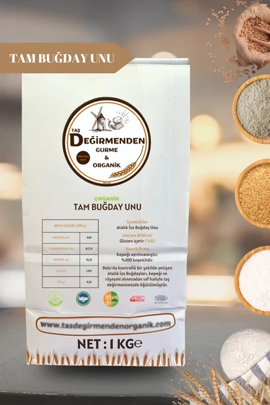 Taş Değirmenden Organik Organik Atalık Tam Buğday Unu - 1 Kilo - Resim 2
